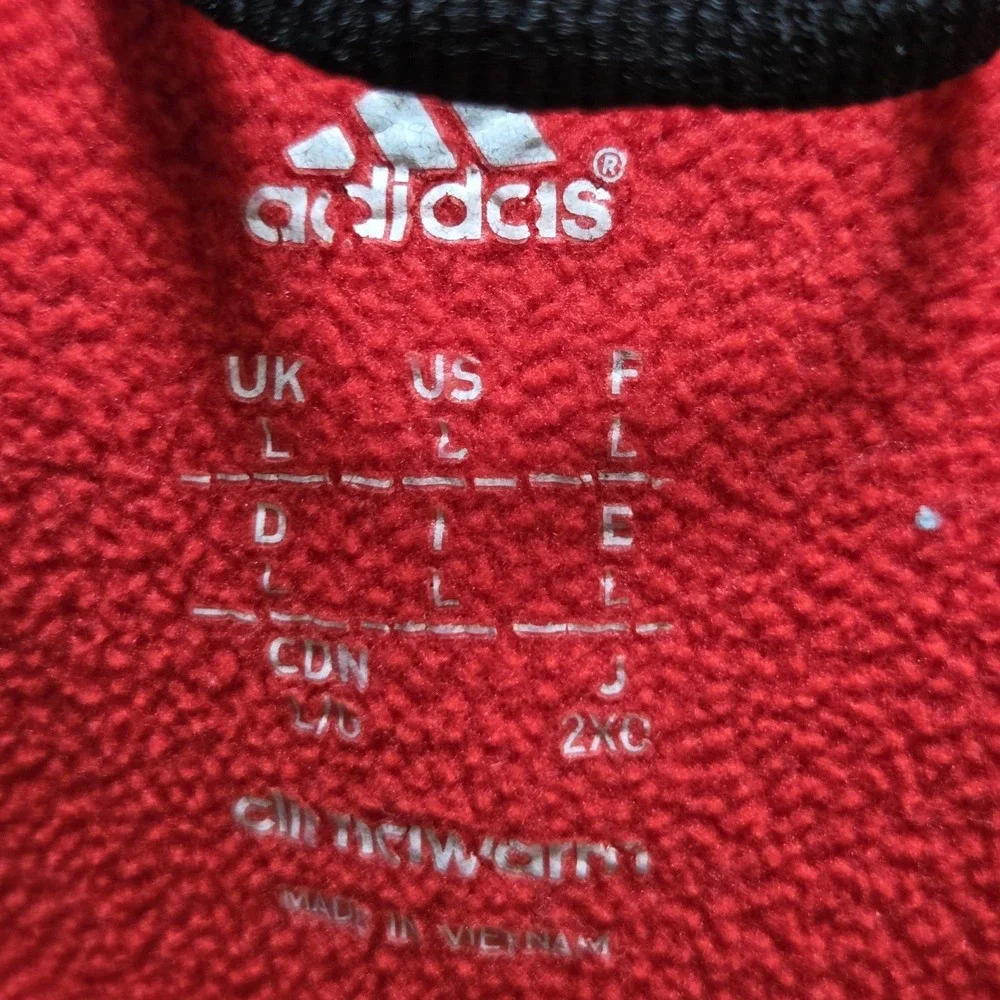 Adidas Hoodie Mens Large Red Climawarm‎ Team Issue Fleece Pullover Sweatshirt